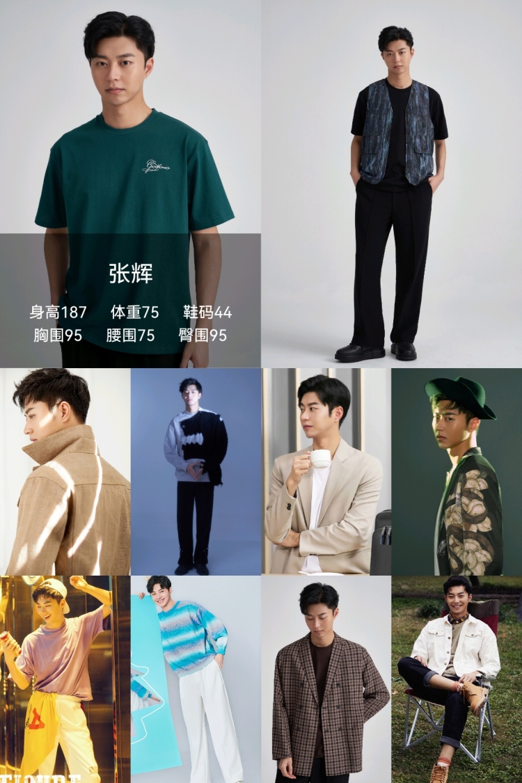 张辉的模卡